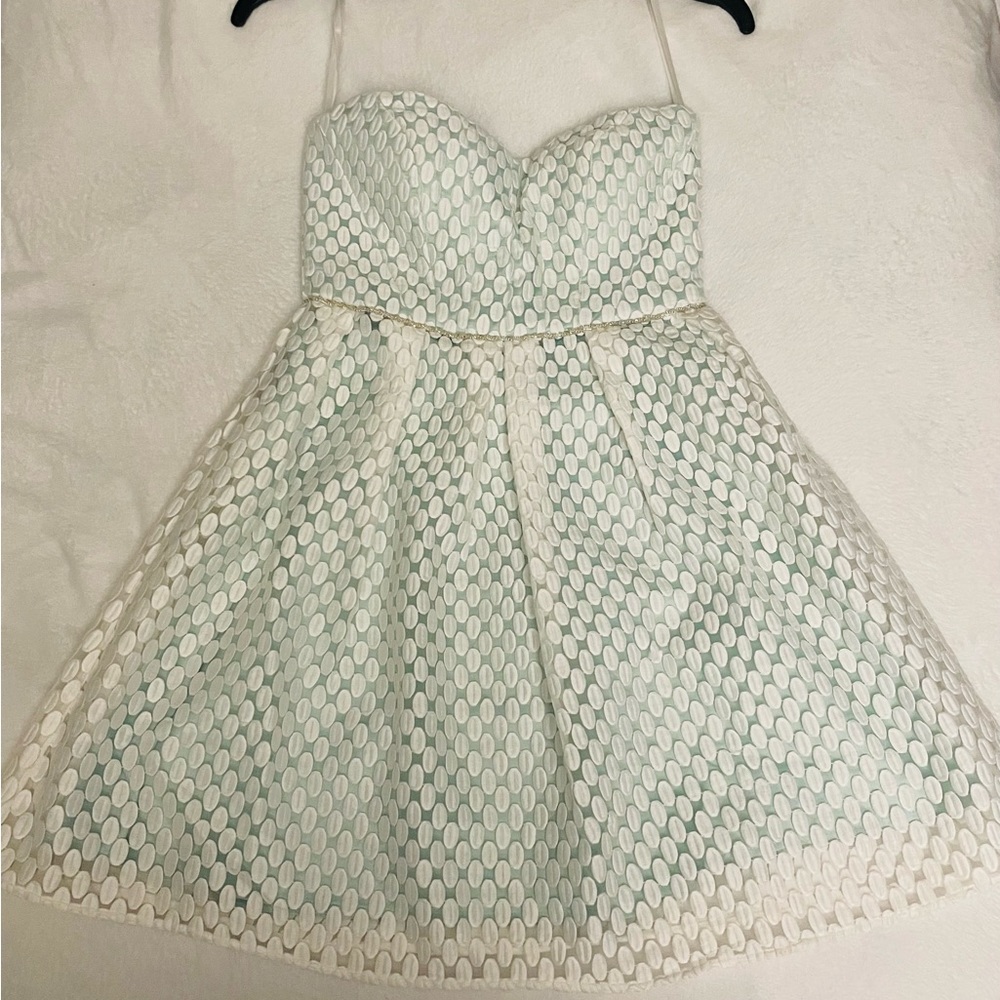 Minuet Mint Embroidered Dot Short Dress